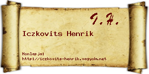 Iczkovits Henrik névjegykártya